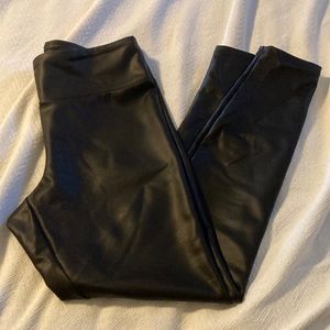 Black faux leather leggings